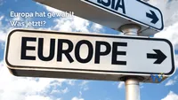 Wegweiserschild mit der Aufschrift: "Europe" Pfeil nach rechts
